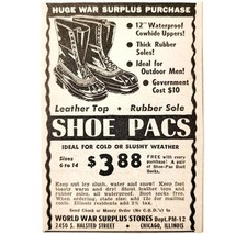 1947 World War Surplus Shoe Pacs Boots Advertisement Vintage WW2 Military E8J