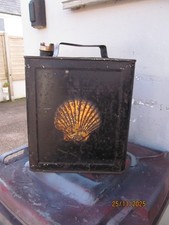 VINTAGE  1933   SHELL  CLAM SPIRIT ,  2 GALLON PETROL CAN, &  SHELL BRASS CAP