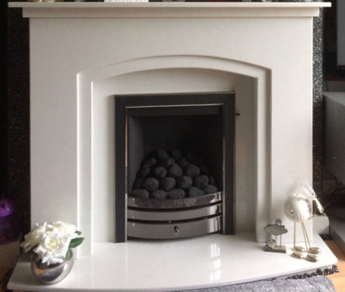 Marble fire surround with - fire, gas