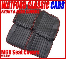 MGB Roadster and GT  Seat Covers 1970 -1981 Black/ Red , Does a PAIR of seats .