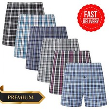 6-12 PCS Woven Men's Check Boxer Shorts / Cotton Rich Underwear Briefs