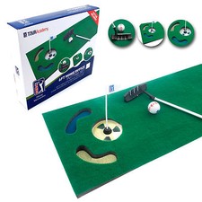 PGA TOUR 6ft Golf Putting Mat Practice Putt Trainer with Putter & Guide Ball