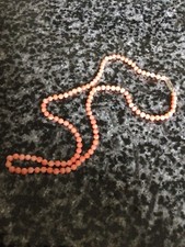 Coral Vintage Hand Knotted Necklace 16” White Metal Clasp Real Coral