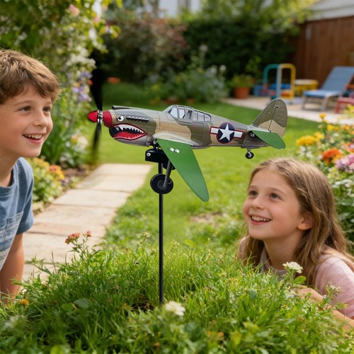 Shark mouth warplane garden - shark,