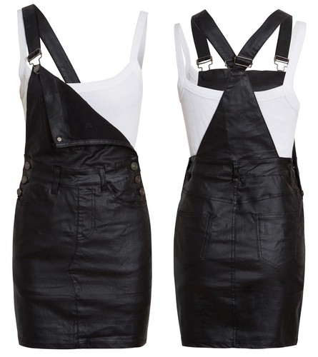 Womens dungaree skirt - dungaree, faux