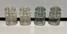 Lot 4 Vintage PYREX And Hemingray 5-42/17-49 Clear Glass Telephone Insulators