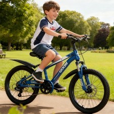 NEW 18-22 Inch Kids Bike Boys Mountain Bike Disc Break Bicycle W/Mudguard Blue