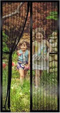 Magnetic Bug Mesh Door Fly Screen Curtains 100x220cm Heavy Duty Black - NO BOX