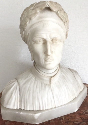 Sculpture dante alabaster bust - dante,