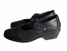 Pavers Women's Black Leather Mary Jane Shoes Size 6 Straps Casual Work Smart