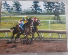 Original Horse Racing  Oil on