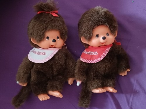 Monchichi pair approx - monchichi, 19cm