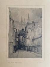 1910 Antique Etching; York Minster from Stonegate by Featherstone Robson