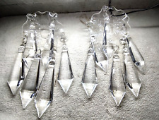 Vintage 4" Crystal Icicle Prism Chandelier Lamp Replacement 12 Pc Set Hanging