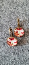 Copper Lever Back Drop Dangle Poppy Earrings