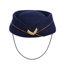 Navy Flight Attendant Woolen Hat Air Stewardess Cap for Performance