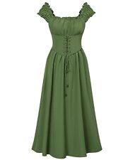 SCARLET DARKNESS Women Square Neck Victorian Dress Medieval Renaissance Green XL