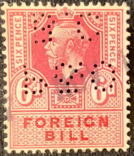 Perfin king george v - gb, 6d