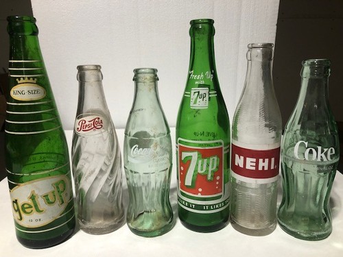 Old glass soda bottles 6 - glass, (6