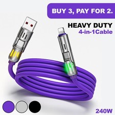 4 in 1 USB Fast Charging Cable 240W Multi-Port USB-C for iPhone Samsung Android