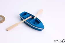 A Set of Blue Miniature Boat and Oars, Figurines Crafts Home Ornament Doll House