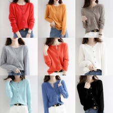 Womens Cardigan Soft Long Sleeve Spring Autumn Ladies Knitted Top Size 6-18