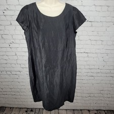 Gerry Weber Black Short Sleeve Side Slit Lined Zipped Sheath Dress Size Large L