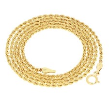 14K Yellow Gold Diamond Cut Rope Chain Necklace 1.5mm - 5mm, Men Women 16"- 30"