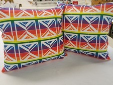 Two LGBT Cushions with Inners Approx 16inc Square Rainbow Pride Union Jack