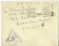 WWII OAS Cover Cancelled Blind Machine "PAID" and PASSED BY CENSOR 1094 