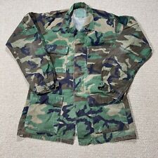 VINTAGE US Army Jacket Mens Small Long Woodland Camo BDU Hot Weater Shirt USA