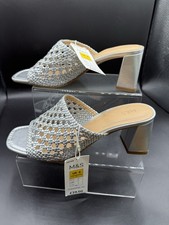 Marks & Spencer M&S Women’s Silver Lattice Slip On Mule Sandals Shoes - Size 6
