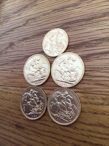 Gold full sovereigns - gold, (4)