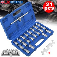 21Pcs Oil Drain Sump Plug Key Socket Set Kit Gearbox & Axel Removal Wrench Tool