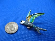 Lovely Enamel Multi-Colour Swallow Bird Brooch. New.