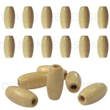 100 Oval Wood Barrel Rice Beads 15mm x 8mm Natural Wooden Beads Macrame A10