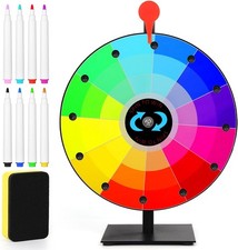 12 Inch Spinning Prize Wheel, 12 Slots Prize Wheel Spinner with Dry Erase