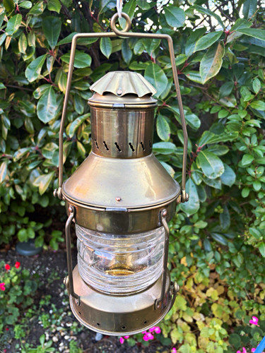 Antique brass ship lantern - antique,