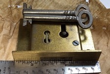 2 1/2”x 1 7/8” BRASS 4 LEVER  CUT DRAWER/TILL LOCK VINTAGE NEW OLD STOCK 2 Keys