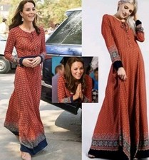 GLAMOROUS RED NAVY BORDER MAXI