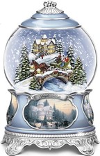 The Bradford Exchange Thomas Kinkade Jingle Bells Christmas Musical Snowglobe