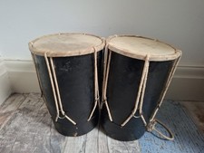 Handcrafted Wooden Bongo Hand Drums Percussion Instrument 19 x 13 cm