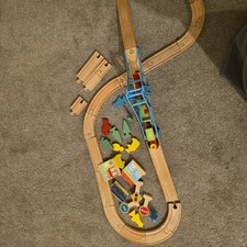 Wooden train track set for