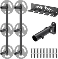 Gym Organizer Set Wall Mounted AUCTION Weight Plate Storage Rack T-Bar Row