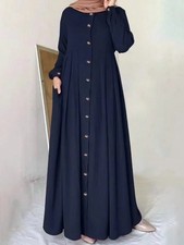 Women Plain Button Front Abaya