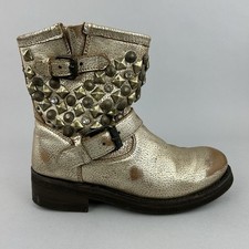 Ash Gold Leather Biker Harness Rugged Festival Mexico Distressed Boot EU38 UK5