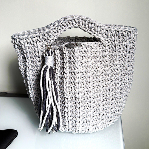 Handmade grey crochet - handmade, tote