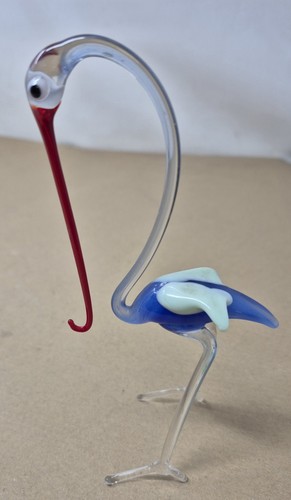 Vintage hand blown glass stork - hand,