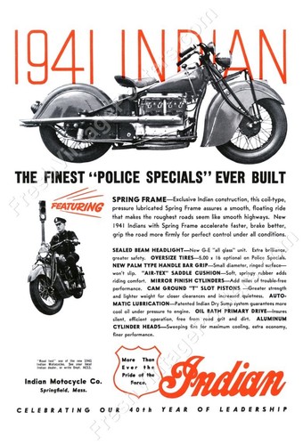 1941 indian motorcycle police - indian,