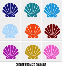 Bathroom Tile Stickers SHELL Nautical Tile Transfers Vinyl Wall Decals *2 sizes*